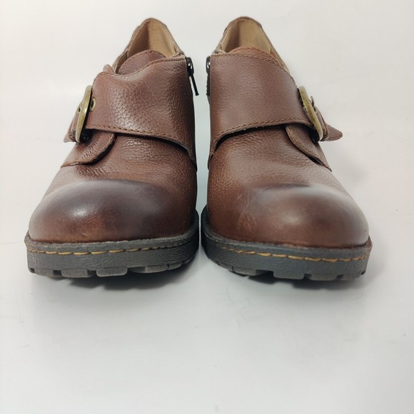 Born Concept BOC Brown Leather Booties Shoes Slip On High Heel Womens 8.5 M/W - Picture 5 of 10